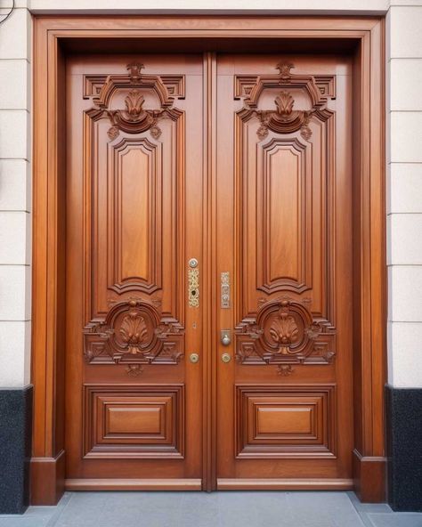 50+ Spectacular Wooden Door Designs for a Grand Entryway • 333+ Images • [ArtFacade] Entrance Wooden Door Design, Wooden Double Front Doors, Main Door Design Photos, Wooden Door Entrance, Wooden Double Doors, House Front Door Design, Door Design Photos, Main Entrance Door Design, Grand Entryway