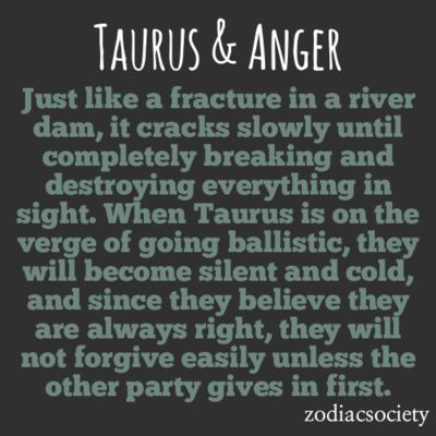 Zodiac Society - Taurus & Anger: Slow and Scary Taurus Personality, Taurus Traits, Taurus Zodiac Facts, Taurus Quotes, Astrology Taurus, Taurus Love, Taurus Woman, Zodiac Signs Taurus, Horoscope Taurus