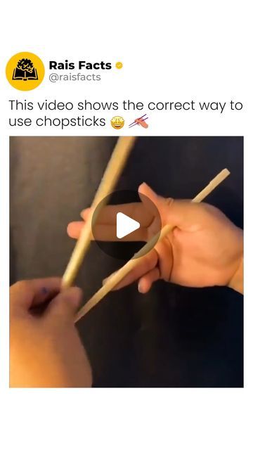 Facts | News | Tech on Instagram: "Follow @raisfacts for more! 💫

Learn the correct way to use chopsticks 🤩🥢

#reels #chopsticks #asia #food #tips #tricks #cooking #tutorial #diy #howto #viralreels #chinese #dining #foodtips #hold #hand #technique" How To Hold Chopsticks, Kids Chopsticks, Chop Sticks, Dinner This Week, Food Tips, Tutorial Diy, Tips Tricks, Asian Food, Chopsticks