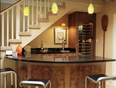 Under Stair Bar, Bar Under Stairs, Coffee Nooks, Stairs Basement, Kitchen Under Stairs, Apartment Bar, Under Stair, Stairs And Doors, Stairs In Kitchen