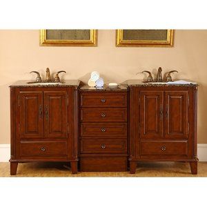 Silkroad Exclusive 76'' Allegheny Double Bathroom Vanity Double Sink Cabinet, Brown Countertop, Brown Granite Countertops, Modular Bathrooms, Ceramic Undermount Sink, Brown Granite, Best Bathroom Vanities, Traditional Bathroom Vanity, Bathroom Furniture Vanity