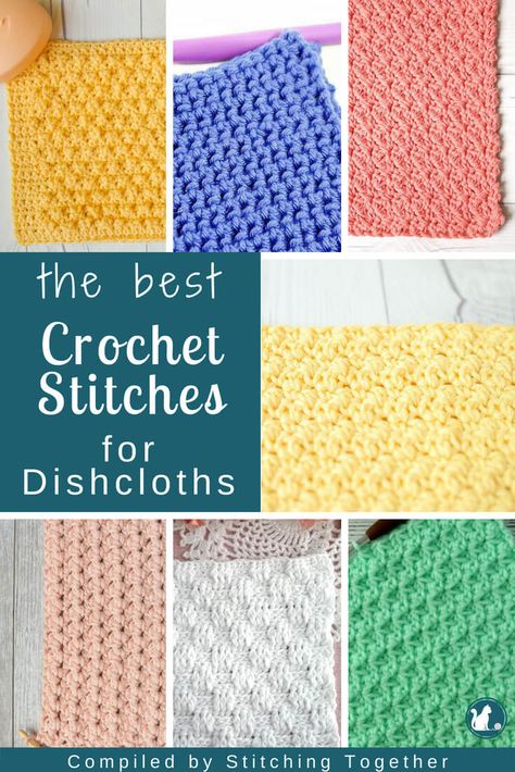 Looking for the perfect crochet stitches for your next project? This round up of over 28 crochet stitches for dishcloths is a perfect place to start. Don't forget to save it so you can reference it often. #crochet #crocheting #crochetdishcloth #crochetstitches #stitchingtog Dish Clothes Crochet Free Pattern, Crochet Everyday Items, Free Crochet Washcloth Pattern, Dishcloth Crochet Pattern Free, Crochet Dishcloths Free Patterns, Crochet Washcloth Free Pattern, Picot Crochet, Crochet Washcloth Free, Crochet Dish Cloth Free Pattern