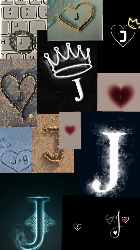 a collage about the letter j J Wallpaper Letter Iphone Aesthetic, J Letter Images, Cute Couple Text Messages, The Letter J, Blue Butterfly Wallpaper, Cute Couples Texts, Wallpaper Wa, Iphone Wallpaper Classy, Black Wallpaper Iphone Dark