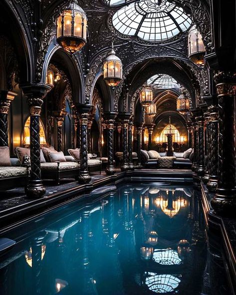 Gothic Mansion Interior, Victorian Gothic Mansion, Gothic Homes, Mansion Aesthetic, Gothic Mansion, Castle Bedroom, Gothic Interior, Victorian Mansion, Dark Castle