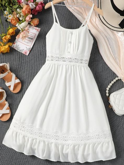 Fashion Dresses Formal, Shein Kids, Cute White Dress, Teen Dress, Womens Trendy Dresses, Cute Dress Outfits, Stylish Blouse Design, Muslimah Fashion Outfits, Easy Trendy Outfits