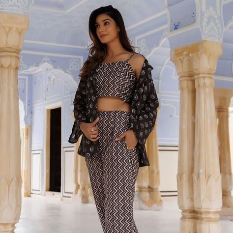 Sizzle and groove all summer long in our fabulous Brunette Printed Cotton Co-Ord Set 🔥 Get ready to turn heads at every summer party with this fun ensemble 🥰 This Cotton co-ord set is a 3-pec set-strap top, coat-collar jacket side cut full sleeves, pant. Has a pocket is a must have 💕 Shop Now www.ragavi.in #ragavi #ragavijaipur #womenwear #westernwear #indianfashion #coordset #comfortablewear #printedset #summerwear (Ragavi, Women Wear, Western Wear, Jaipur, Indian Wear, Comfy Wear, Co... Coat Collar, Comfy Wear, Coord Set, Party Wear Indian Dresses, Collar Jacket, Strap Top, Co Ord Set, Strap Tops, Full Sleeves