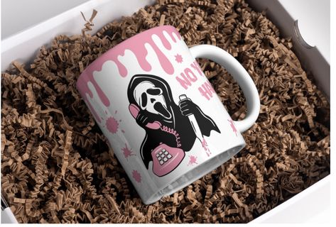 Horror Movie Mug, Perfect Gift, Mother's Day, Scream, Ghostface. Movie Basket Gift, Contrast Art, Scream Ghostface, Scream 6, Scream Movie, Unique Mug, Painted Mugs, Movie Gift, Horror Movie Characters