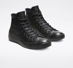 Black Leather Converse, Leather Converse, Outfits With Converse, Skate Shoe, Leather High Tops, Unisex Shoes, Converse Chuck Taylor All Star, Converse All Star, Chuck Taylor All Star