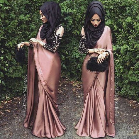 30 Latest Eid Hijab Styles With Eid Dresses-2019 Eid Fashion Saree With Hijab, Eid Fashion, Velvet Saree, Baju Kahwin, Eid Outfits, Gaun Fashion, Salwar Kamiz, Mode Abaya, Eid Dresses