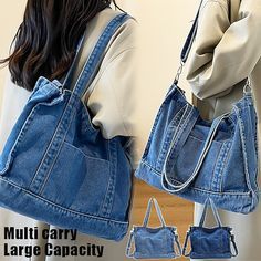 Category:Tote,Shoulder Bag,Crossbody Bag; Embellishment:Zipper; Gender:Women's; Type:Canvas Tote Bag; Occasion:Holiday,Daily,Outdoor; Material:Denim; Width:11; Height:31; Function:Lightweight,Large Capacity,Durable,Multi Carry; Pattern:Solid Color; Listing Date:09/26/2023; Production mode:External procurement; Length:37