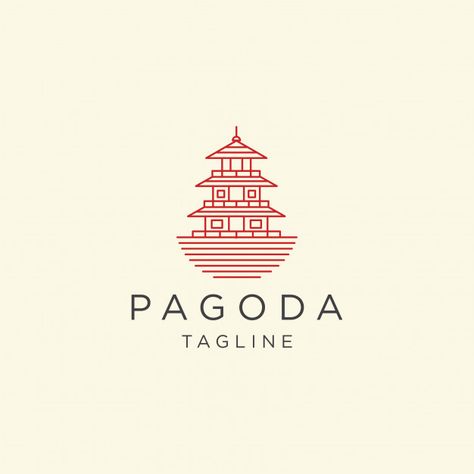 Pagoda japan temple logo icon design tem... | Premium Vector #Freepik #vector Temple Logo Design, Pagoda Japan, Japanese Logos, Sushi Store, Supermarket Logo, Temple Logo, Logo House, Japan Temple, Shirt Sketch