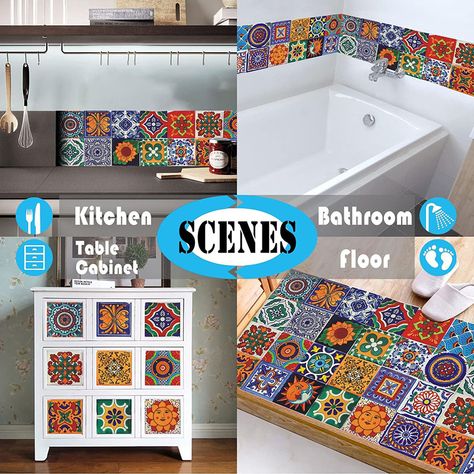 20pcs Tile Stickers 4x4 Inch Peel and Stick Backsplash Bathroom Waterproof Tile Stickers Retro 3d Mosaic, Mosaic Tile Stickers, Peel And Stick Backsplash, Stick Backsplash, Backsplash Bathroom, Peel N Stick Backsplash, Tile Stickers, Bathroom Backsplash, Kitchens Bathrooms