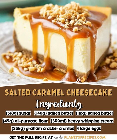 Salted Caramel Cheesecake 🍰🍯 This... - Planet Of Recipes Homemade Caramel Cheesecake, No Bake Salted Caramel Cheesecake, Caramel Cheesecake Recipes, No Bake Cheesecake Filling, Biscoff Cheesecake, Salted Caramel Cheesecake, Cream Room, Homemade Caramel Sauce, Best Cheesecake