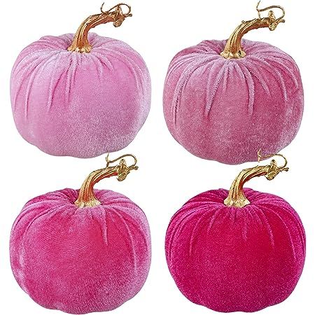 Winlyn 4 Pcs Assorted Faux Pink Velvet Pumpkins Decorative Fabric Pumpkins Foam Pumpkins 5" for Gifts Fall Wedding Baby Shower Thanksgiving Halloween Table Centerpiece Mantel Bowl Farmhouse Décor Halloween Candy Alternatives, Traditional Fall Decor, Halloween Table Centerpieces, Baby Shower Table Centerpieces, Castle Rooms, Fall Classroom Decorations, Halloween Mantle, Artificial Pumpkins, Halloween Centerpiece