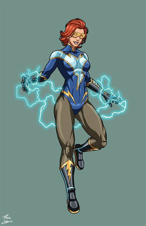 Lightning Oc, Female Speedster, Lady Lightning, Dc Speedsters, Phil Cho, Alternative Comics, Superhero Suits, Legion Of Superheroes, Superhero Villains