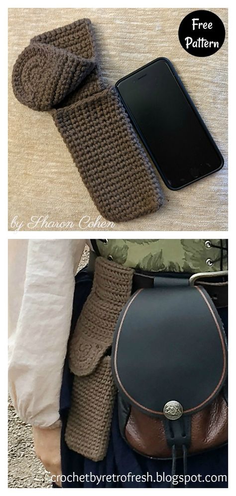 8 Belt Bag Free Crochet Pattern - Page 2 of 2 Crochet Leg Bag Free Pattern, Crochet Survival Gear, Phone Belt Bag, Crochet Belt Pouch Free Pattern, Hobbit Crochet Patterns Free, Crochet Foraging Bag Pattern, Larp Crochet Patterns, Belt Pouch Pattern Free, Crochet Hip Bag Free Pattern