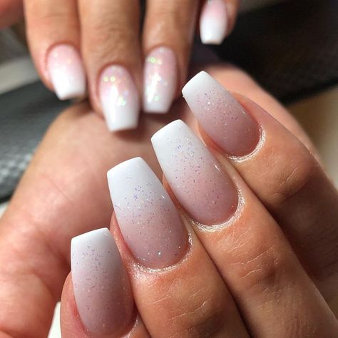 Shimmer Ombre Nails, Pink White Ombre, Nails Shimmer, Pink And White Nails, Nail Shimmer, White Ombre, Mani Pedi, Ombre Nails, White Nails