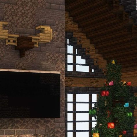 Minecraft Christmas Interior, Minecraft Foyer, Minecraft Christmas Cabin, Winter Lodge Interior, Minecraft Cabin Interior, Winter House Minecraft, Winter Minecraft Houses, Minecraft Winter Builds, Minecraft Castle Interior