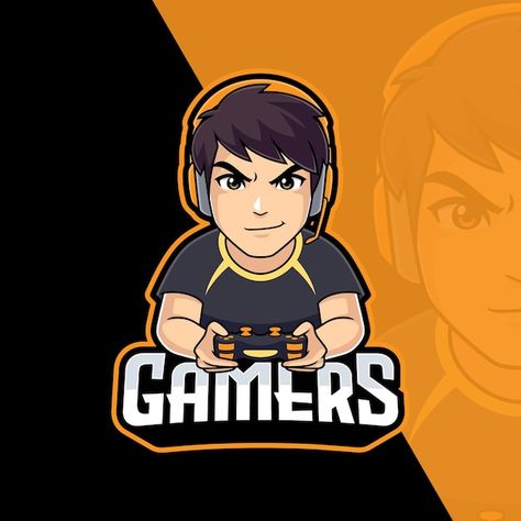 Vector gamer vector illustration with he... | Premium Vector #Freepik #vector #gamer-mascot #gamer #gaming #playstation Black Paper Background, Vector Game, Black Background Photography, First Youtube Video Ideas, Game Logo Design, Free Vector Illustration, Yt Channel, Banner Template Design, Mascot Logo