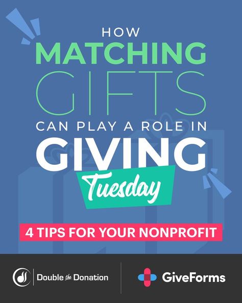 Collect more donations for your nonprofit on Giving Tuesday with these 4 tips on matching corporate gifts! Nonprofit Fundraising, Four Tops, Giving Tuesday, Non Profit Organization, Matching Gifts, Nonprofit Organization, Non Profit, Corporate Gifts, The Four