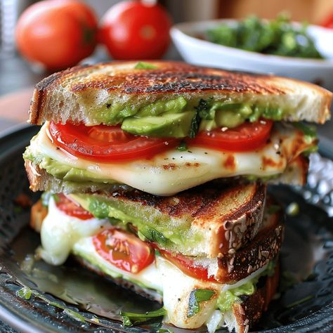 Try this delicious avocado, mozzarella, and tomato grilled cheese recipe for a quick, healthy, and satisfying meal. Healthy Recipes With Mozzarella Cheese, Avocado Mozzarella Tomato Grilled Cheese, Healthy Grilled Cheese Recipes, Healthy Grilled Cheese, Tomato Grilled Cheese, Mozzarella And Tomato, Recipes With Mozzarella Cheese, Grilled Cheese With Tomato, Avocado Salsa Recipe