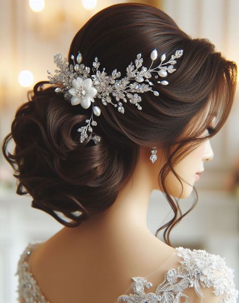 Wedding Hairstyles Tiara Veil, Wedding Up Hairstyles, Hairstyles With Veils Bridal, Glam Bridal Hair With Veil, Bridal Hair With Tiara And Veil, Bride Hairstyles With Tiara, Wedding Hairstyles Half Up Half Down With Veil, Wedding Hairstyles Flowers, Updo With Tiara