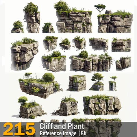 Cliff Art, Cliff Drawing, 3d Assets, Reference Images, Bonsai Tree, Environment Concept Art, Drawing Reference, Concept Art, Digital Art