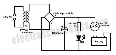 This is the circuit of a simple 12 volt battery charger for Lead Acid battery. It gives 12 volt and 5 Amps current for quick charging of the battery. If Free Solar Panels, Lead Acid Battery Charger, Battery Charger Circuit, Automatic Battery Charger, Battery Charger 12v, Power Supply Circuit, Electronics Basics, Electronic Schematics, Electrical Wiring Diagram