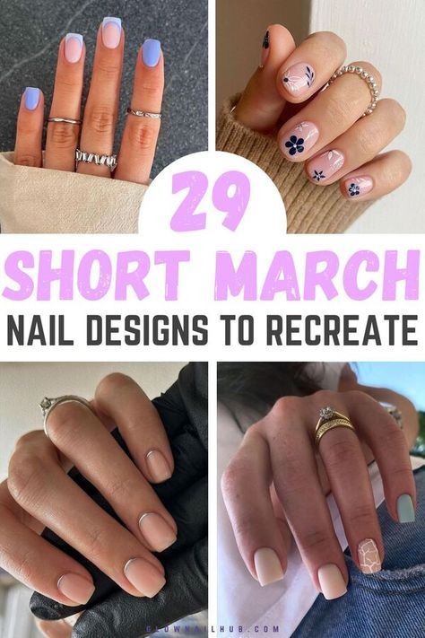 Short March Nails, March Nail Designs, March Nail, Short Round Nails, March Nails, Spring Acrylic Nails, Nail Style, Round Nails, Spring Nail Art