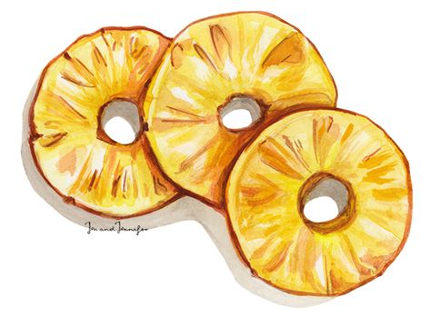 Pineapple Slice Drawing, Pineapple Illustration Design, Pinapple Art, Watercolour Pineapple, Pizza Slice Drawing, Pineapple Aesthetic, Pineapple Watercolor, Pineapple Drawing, Pizza Drawing