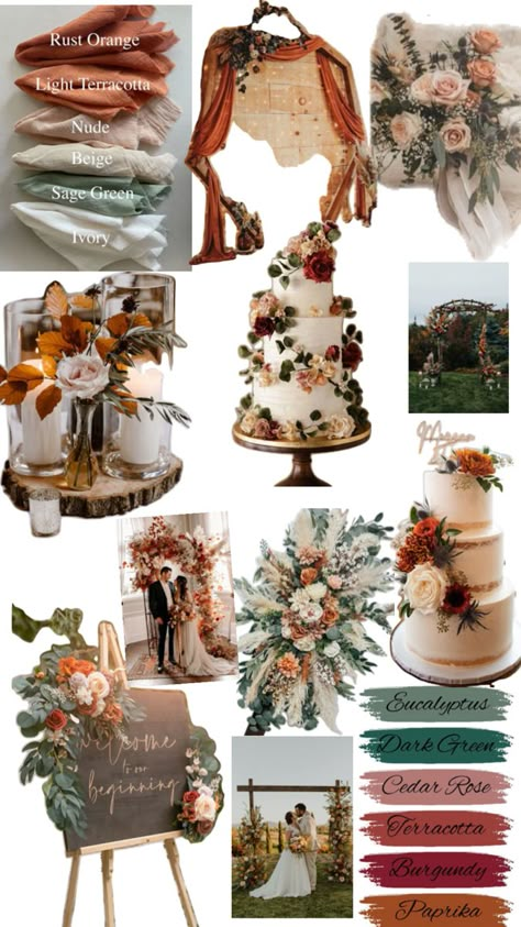 November Wedding Cake, Golden Hour Wedding Theme, November Wedding Ideas, Early September Wedding, Autumn Wedding Cake, Boho Fall Wedding, Vintage Wedding Ideas, Elegant Fall Wedding, Fall Wedding Color Palette