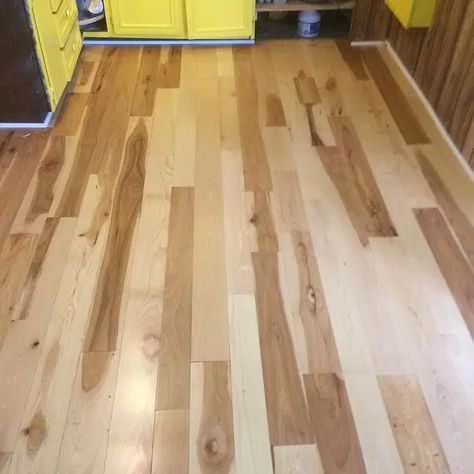 Hickory Flooring Cons Natural Hickory Floors, Hickory Floors, Hickory Wood Floors, Living Room Hardwood Floors, Wood Floor Pattern, Hickory Hardwood Floors, Hickory Flooring, Best Laminate, Cheap Flooring