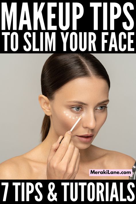 Conceal Under Eye Bags, Slim Your Face, Blush Placement, Thinner Face, Strobing Makeup, Makeup For Small Eyes, How To Contour Your Face, Shape Your Eyebrows, Slimmer Face