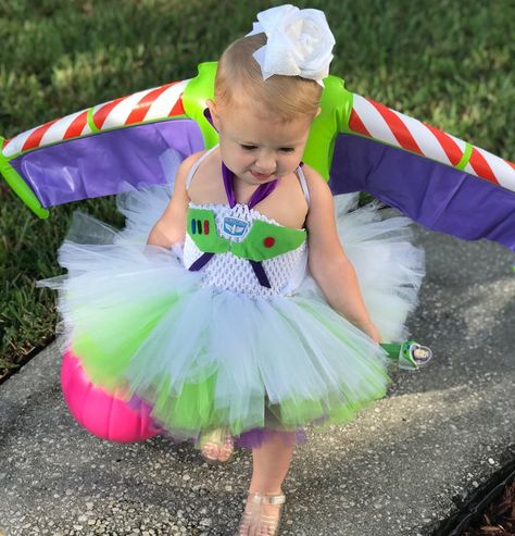 Girl Buzz Lightyear Costume, Lightyear Costume, Buzz Lightyear Costume, Toy Story Halloween, Toddler Costumes Girl, Space Ranger, Toddler Biting, Costume Tutorial, Toddler Costumes