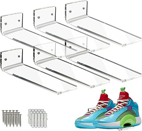 Shoe Display Shelves, Sneaker Regal, Floating Shoe Display, Wall Shoe Rack, Sneaker Displays, Hanging Shoe Organizer, Shoe Wall, Shoe Shelves, Clear Shoes