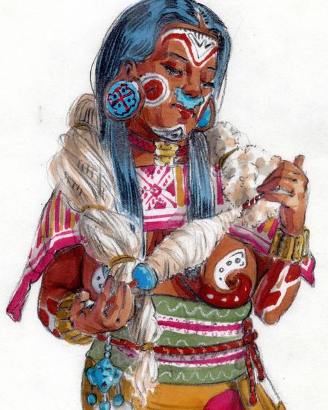 This is a new painting of a noble Purepecha woman from pre-conquest Michoacan. I get lots of requests to make paintings from nations other than the Nahua, and the Purepecha are by far the nation about whom I get the most requests. I have been reading about the Purepecha these past few months, and am planning on making several paintings of daily life and of the Purepecha “Gods.” This is a painting of a noble Purepecha woman spinning ixtle fiber into thread. There is very little preserved about... New Painting, My Heritage, Daily Life, Spinning, Nativity, Native American, Thread, Paintings, How To Plan