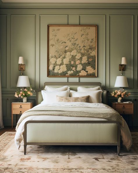 Dc Bedroom, Woods House, Sage Green Bedroom, Victorian Bedroom, Decor Ideas Bedroom, Bedroom Trends, Cottage Bedroom, Traditional Bedroom, Dreamy Bedrooms