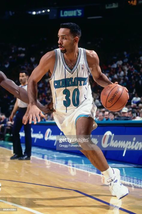 Dell Curry of the Charlotte Hornets drives circa 1994 at the... News Photo - Getty Images Dell Curry, Charlotte Hornets, Charlotte North Carolina, National Basketball Association, Houston Rockets, Hornet, Nba, Basketball Court, Getty Images