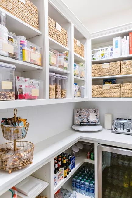 Liz White, Pantry Space, Kitchen And Pantry, Drink Fridge, Neat Method, Perfect Pantry, Pantry Laundry, Pantry Remodel, Pantry Makeover