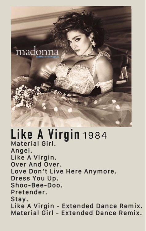 Madonna Songs, Madonna Like A Virgin, Madonna Vogue, Madonna Albums, 1980s Music, Dance Remix, Over Love, Album Cover Poster, Special Girl