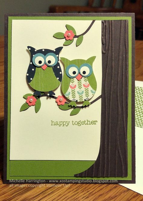 Six years ago today, my brother and sister-in-law got married on a beautiful beach in Hawaii!  Today, they have two beautiful children... Owl Punch Cards, Beach In Hawaii, Punch Art Cards, Owl Tree, Owl Punch, Owl Card, Bird Cards, Happy Together, Wedding Anniversary Cards