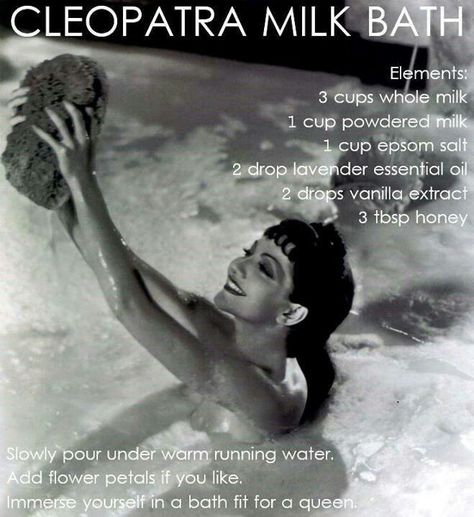 Cleopatras Milk Bath Recipe, Cleopatra Milk Bath Recipe, Cleopatra Bath Recipe, Milk Bath Aesthetic, Milk Bath Ideas, Cleopatra Milk Bath, Cleopatra Bath, Witchy Bath, Milk Bath Recipe