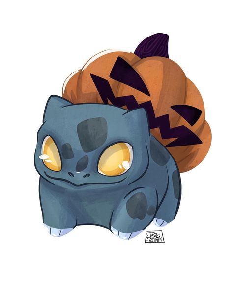 A commission of a Halloween Bulbasaur!! 🖤💙 my heart melted at the thought of this! . . 🌟 I wanted to let everyone know that I’m accepting… Pokemon Halloween Art, Halloween Pokemon Art, Pumpkin Bulbasaur, Bulbasaur Pumpkin, Bulbasaur Drawing, Halloween Bulbasaur, Bulbasaur Art, Cute Bulbasaur, Sticker Board