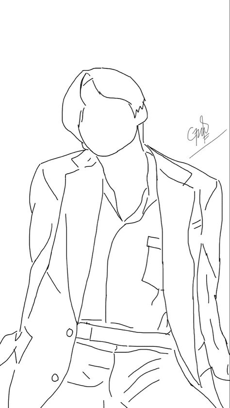 Taehyung Outline, Taehyung Line Art, Bts Line Art, Embroidered Canvas Art, 심플한 그림, Kpop Drawings, Sketches Simple, Outline Art, Bts Aesthetic Pictures