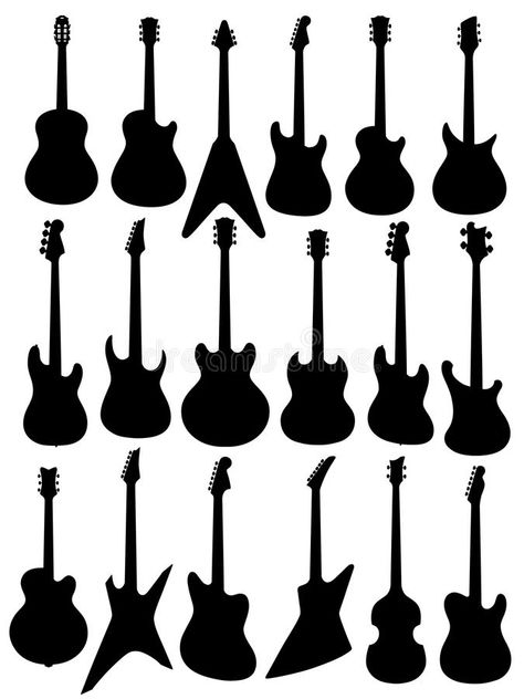 Silhouettes of guitars. Isolated on white background #Sponsored , #Sponsored, #Isolated, #guitars, #Silhouettes, #href, #background Chocolate Showpiece, Sg Guitar, Guitar Illustration, Rock N Roll Party, Guitar Vector, Wolf Sketch, Guitar Logo, Guitar Wall Art, Appreciation Ideas