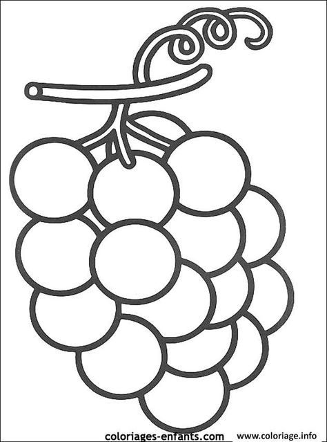 Coloriage fruit raisins à imprimer Thema Fruit, Kids Fruit, Fruit Crafts, Fruit Coloring Pages, Preschool Coloring Pages, Pola Sulam, Fruit Of The Spirit, Art Drawings For Kids, Patch Quilt