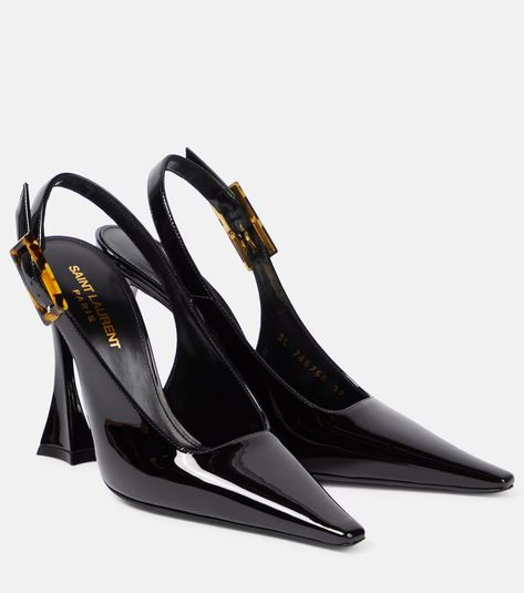 Dune 110 patent leather slingback pumps in black - Saint Laurent | Mytheresa Next Shoes, Bridal Bag, Rings Jewelry Fashion, Classic Bags, Saint Laurent Shoes, Evening Shoes, Summer Accessories, Angelina Jolie, Slingback Pump