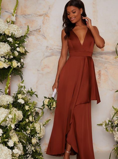 Deep Orange Bridesmaid Dresses, Burnt Orange Bridesmaid Dresses Satin, Bridesmaid Dresses Rust, Seren Dress, Burnt Orange Bridesmaid Dresses, Rust Bridesmaid Dress, Maxi Bridesmaid Dress, Orange Bridesmaid, Bridesmaid Dresses Uk