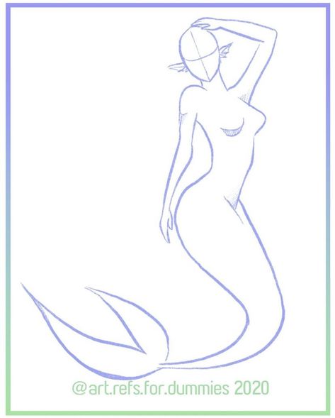 Reference by @art.refs.for.dummies on Instagram Mermaid Drawing Reference, Mermaid Pose Reference, Siren Drawing, Mermaid Base, Art Refs, Mermaid Poses, Mermaid Tail Drawing, Spiderman Oc, Drawing Outlines