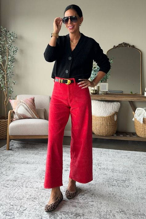 My absolute favorite wide leg ankle red cords from Target. Super soft. Size up one size. Wearing a 4 Tops are a small #LTKFallSale  #LTKU#LTKSaleAlert#LTKFindsUnder50 https://liketk.it/4TdnP Wide Leg Red Pants Outfit, Red Courdory Pants Outfits, Red Corduroy Pants Outfit, Red Wide Leg Pants Outfit, Red Wide Leg Trousers, Red Pants Outfit, Corduroy Pants Outfit, Red Jeans, Red Pants